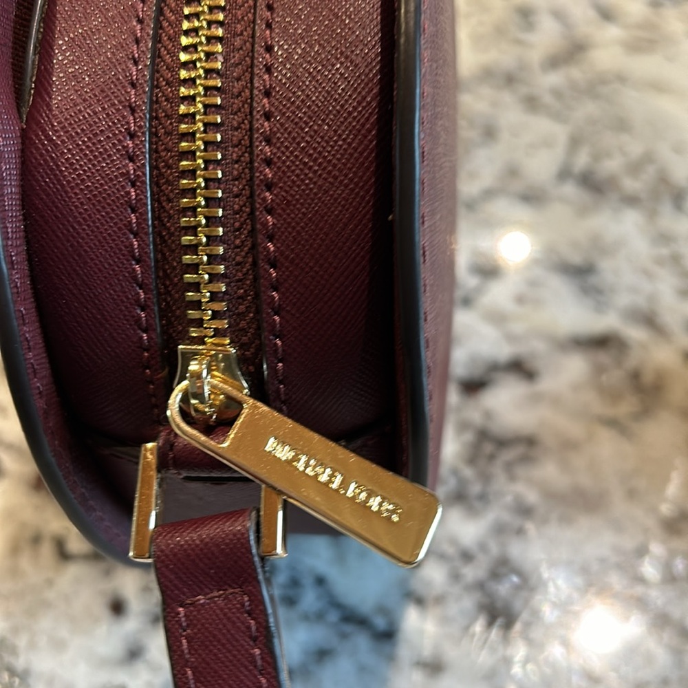 Michael Kors Plum Saffiano Leather Oval Crossbody Bag with Gold Hardware - Picture 6 of 8